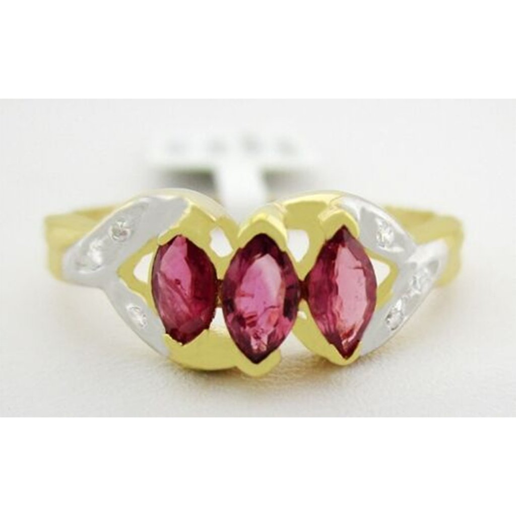 Genuine 0.50 Cts Pink Sapphires & Diamonds Ring 10k Gold